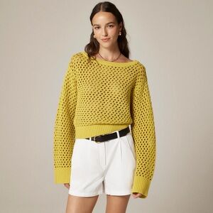 NWT! XS J. crew pointelle boatneck sweater in pressed avocado